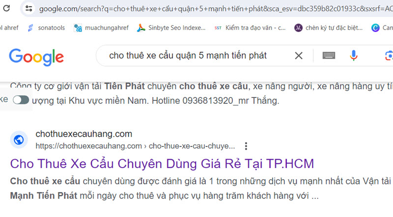 Hướng dẫn thuê xe cẩu quận 5 trên google